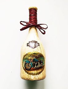 Nádoby - Víno v dekorovanej flaši, motív motorky - 13685080_