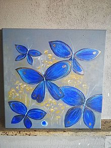 Obrazy - Modré motýle - 13682399_