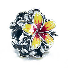 Korálky - Tropický kvet Plumeria - Strieborný prívesok / korálka - 13684242_