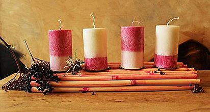 Sviečky - Adventné sviečky bielo-ružové - 13682217_