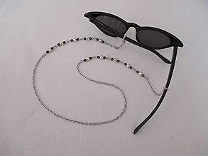 Iné šperky - Retiazka na okuliare - béžovo/čierna - chirurgická oceľ - 13686055_