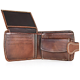 Peňaženky - Kožená dámska elegantná peňaženka, ručné tamponovaná, hnedá farba - 13687493_