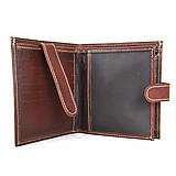 Pánske tašky - Luxusná kožená peňaženka so zapínaním, ručne tamponovaná, Cigaro farba - 13687506_