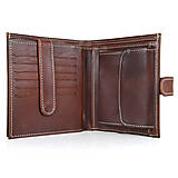 Pánske tašky - Luxusná kožená peňaženka so zapínaním, ručne tamponovaná, Cigaro farba - 13687510_