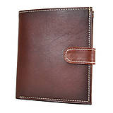 Pánske tašky - Luxusná kožená peňaženka so zapínaním, ručne tamponovaná, Cigaro farba - 13687512_