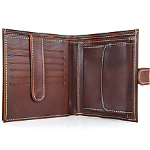 Pánske tašky - Luxusná kožená peňaženka so zapínaním, ručne tamponovaná, Cigaro farba - 13687508_
