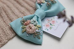 Detské doplnky - Vyšívané mašličky Nezábudka ♡ (Pastelové kvety) - 13689262_