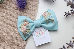 Detské doplnky - Vyšívané mašličky Nezábudka ♡ (Pastelové kvety) - 13689263_