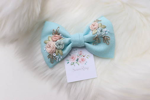 Detské doplnky - Vyšívané mašličky Nezábudka ♡ (Pastelové kvety) - 13689261_