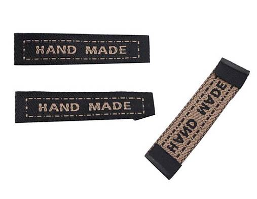 NT104 Nášivka textilná hand made 1 x 4,5 cm  (Čierno hnedá)