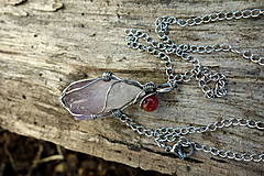 Náhrdelníky - oceľový náhrdelník - ametyst, jadeit - 13691751_