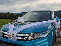 Dekorácie - Ružová svadobná výzdoba na auto - 13693619_