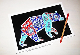 Kresby - Medveď ♥ autorský Print - 13692457_