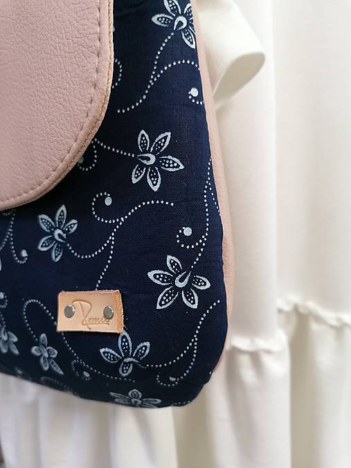 modrotlačová kabelka Ria ružovo- púdrová
