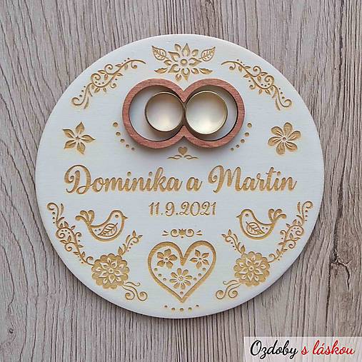 Iné doplnky - Tanierik na obrúčky Folk Elegant 2 (Hnedá) - 13692002_