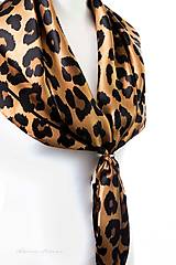 Šatky - Hodvábna šatka s leopardím vzorom - 13693342_