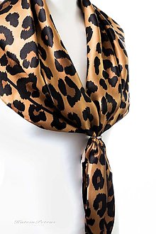 Šatky - Hodvábna šatka s leopardím vzorom - 13693342_