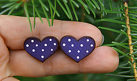 Náušnice - Heart dots mini // Lilac - 13699526_