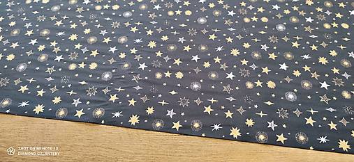 Textil - Bavlnená látka - Vianočná kolekcia - 2021 - Cena za 10 centimetrov (Hviezdičky Tmavý podklad) - 13701933_