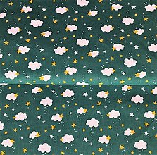 Úžitkový textil - zelené obláčiky, 100 % bavlna Francúzsko, šírka 140 cm - 13701159_