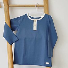 Detské oblečenie - Tričko henley z biobavlny - modré - 13701204_