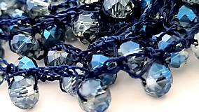 Náhrdelníky - Náhrdelník modrý viacradový háčkovaný s rokajlami - 13702802_