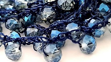 Náhrdelníky - Náhrdelník modrý viacradový háčkovaný s rokajlami - 13702802_