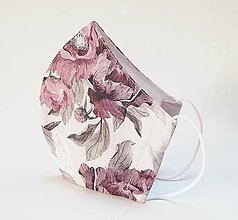 Rúška - Dámske rúško - šedo fialkové kvety - 13700460_