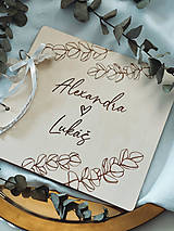 Papiernictvo - Svadobná kniha hostí personalizovaná, drevený fotoalbum - Eukalyptus - 13703849_