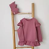 Detské oblečenie - Mikina z biobavlny s volánmi -  ružová - 13703694_