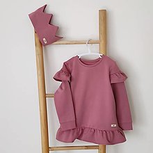 Detské oblečenie - Mikina z biobavlny s volánmi -  ružová - 13703694_