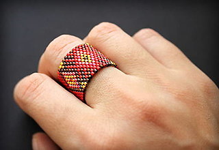 Prstene - Korálkový prsteň - 13704844_