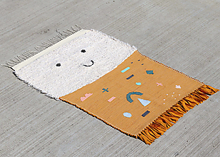 Úžitkový textil - Ručne tkaný koberec | chaRUGter | mustard geometry - 13704579_