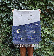 Úžitkový textil - Ručne tkaný koberec | chaRUGter | blue moon - 13705003_