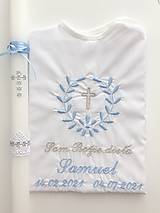 Detské oblečenie - krstová košieľka k10 svetlo modrá strieborná a sviečka na krst strieborný krížik s modrou stuhou - 13705951_