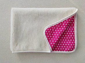 Detský textil - VLNIENKA Ovčie rúno deka 100% MERINO TOP SUPER WASH s kašmírom Hviezdičky ružové - 13708134_