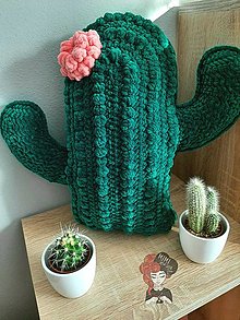 Úžitkový textil - Háčkovaný vankúš kaktus - 13706582_