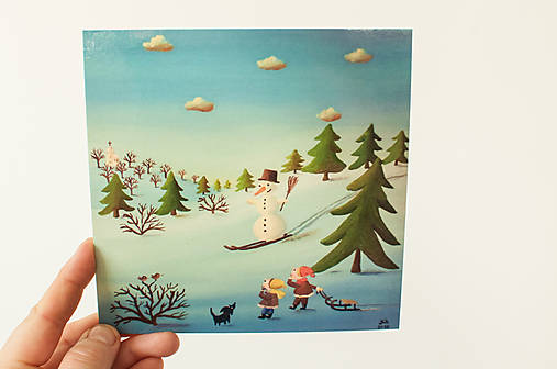 Pohľadnica "snehuliak ide"