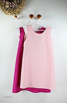Detské oblečenie - Detské ľanové šaty, zavinovacie-svetloružové - 13709759_