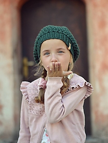 Detské čiapky - Detská čiapka merino + bavlna: tmavozelená - 13711691_