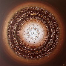 Obrazy - Mandala NEKONEČNÁ LÁSKA A ŠŤASTIE ♥ (white-brown) 70 x 70 - 13711505_