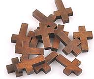 Korálky - KD101 Korálka drevená KRÍŽIK 2,2 x 1,5 cm (Tmavo hnedá) - 13711537_
