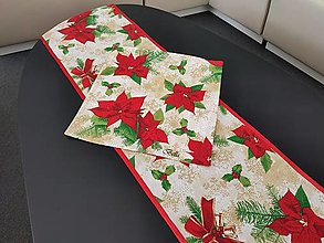 Úžitkový textil - Vianočný obrus - červená vianočná ruža - 13714558_
