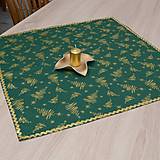Úžitkový textil - SELENA - zlaté stromčeky na zelenej - obrúsok štvorec - 13715277_