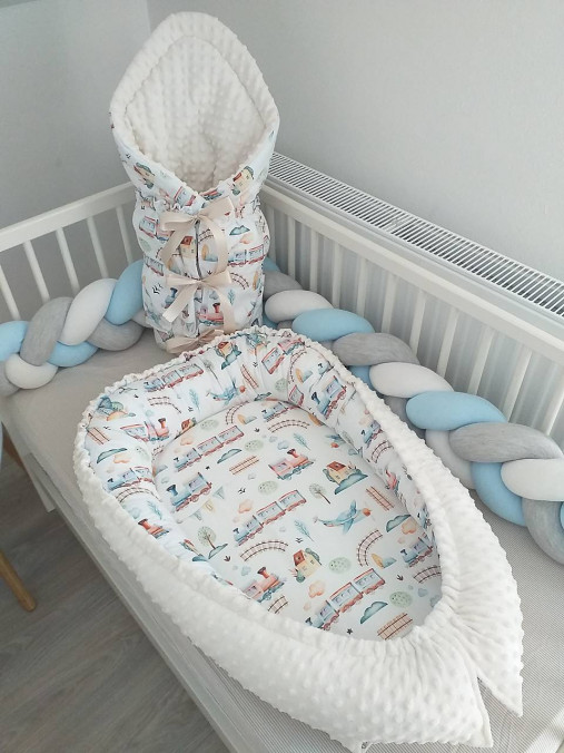 Detský textil - Hniezdo pre bábätko "VLAK" - 13713796_