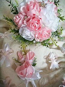 Kytice pre nevestu - Svadobná kytica s ružami ružová - 13717722_