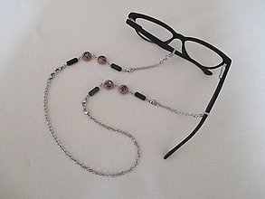 Pánske šperky - Retiazka na okuliare alebo náhrdelník s drevenými korálkami - chirurgická oceľ - 13718428_