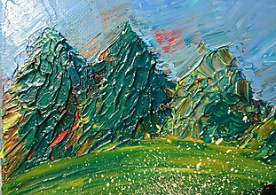 Obrazy - Originálna maľba na plátne "Krajina v kopcoch" - 13720256_