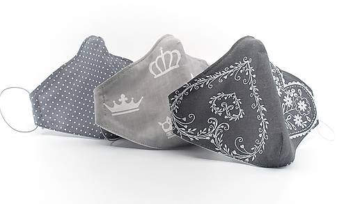 Anatomické antibakteriálne rúška s časticami striebra - Sivý set