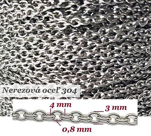 Oválna retiazka zatavená 4x3x0,8 mm /M9525/ - nerez.oceľ 304